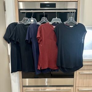 Lot of Five rag & bone Black, Navy & Burgundy Short Sleeve T-Shirts Size XS